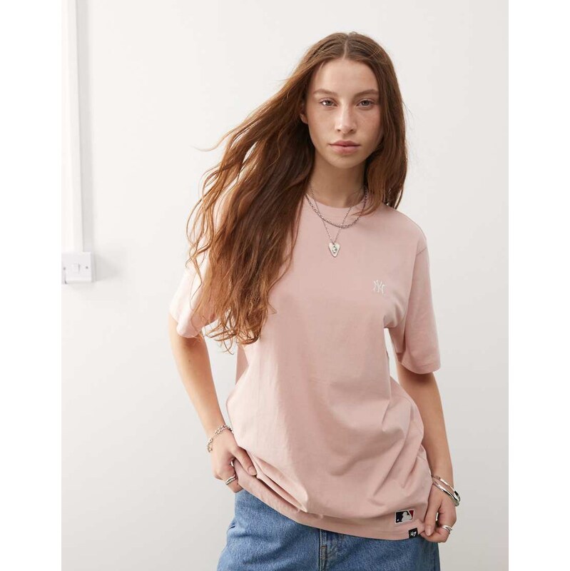 47 Brand mini NY Yankees t-shirt in dusty mauve-Neutral 110578725