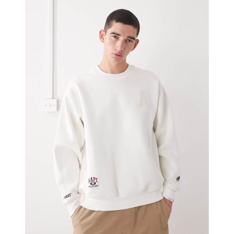 Aape by A Bathing Ape crew sweatshirt with back print in off white 110578993