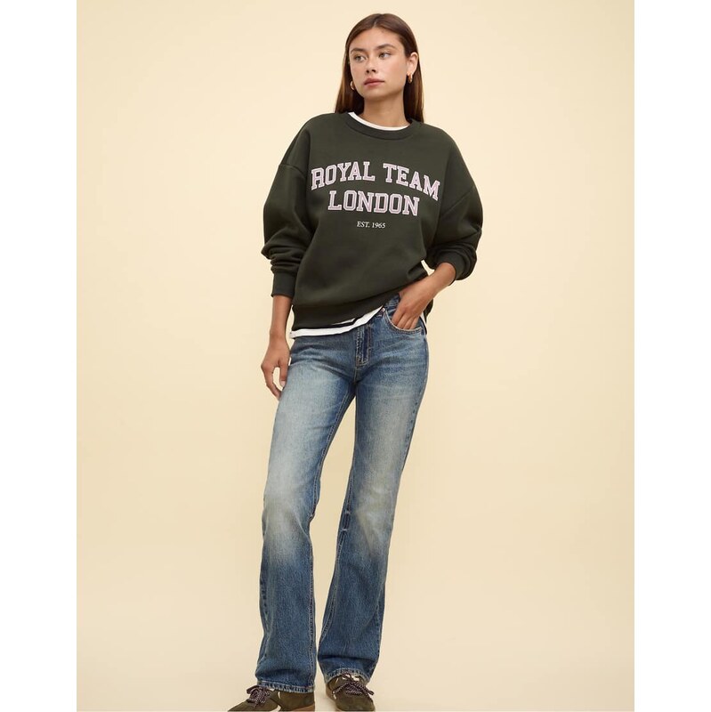 Stradivarius D98 straight-leg vintage effect jeans in medium denim 110579041