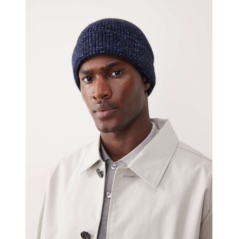 Abercrombie & Fitch textured knit beanie in navy-Grey 110579135