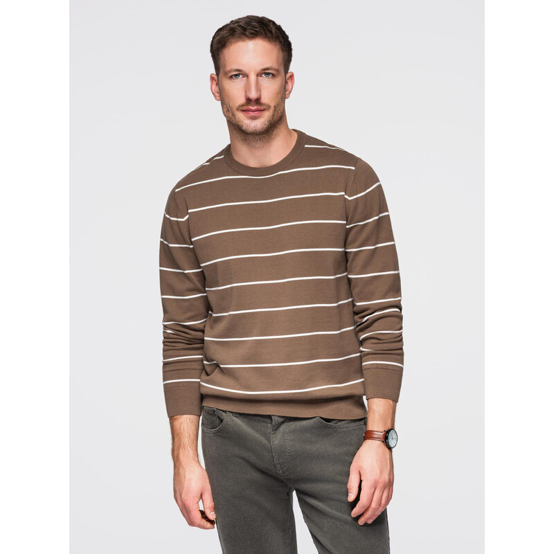 Ombre Mens casual sweater with horizontal stripes - brown