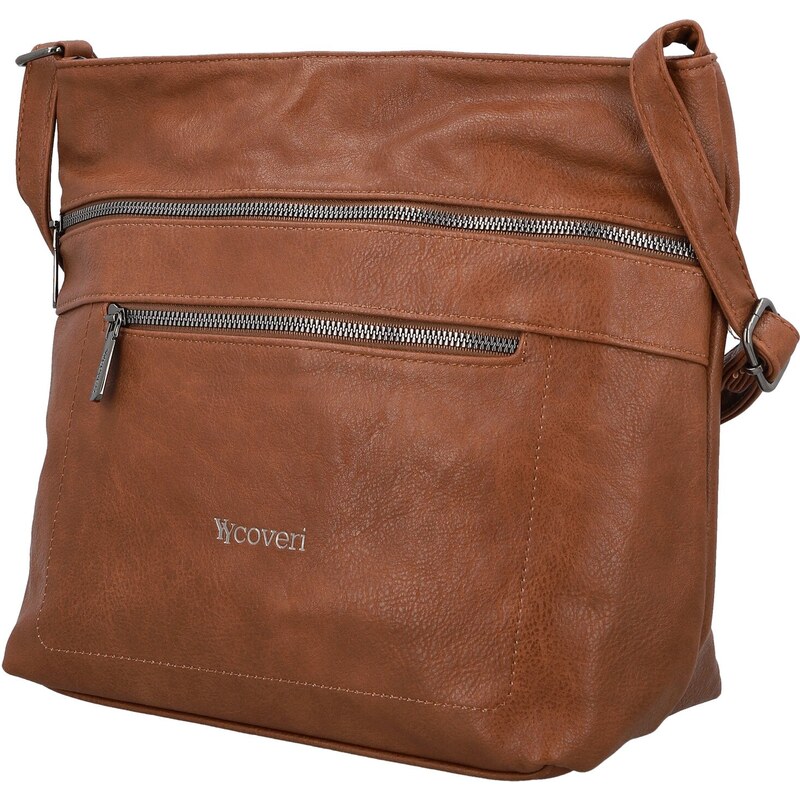 Coveri Stylová dámská koženková crossbody kabelka Olbba, hnědá