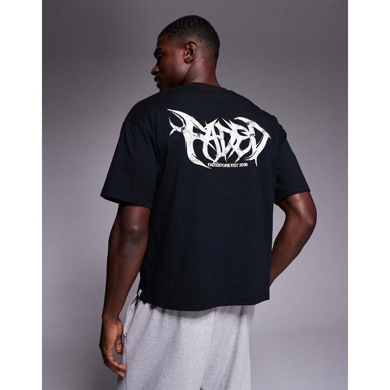 Faded Store shadow back print cropped tee in black