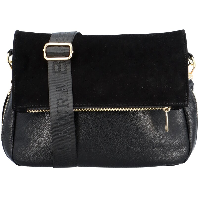Laura Biaggi Dámská crossbody kabelka s klopou, LB Aleta, černá