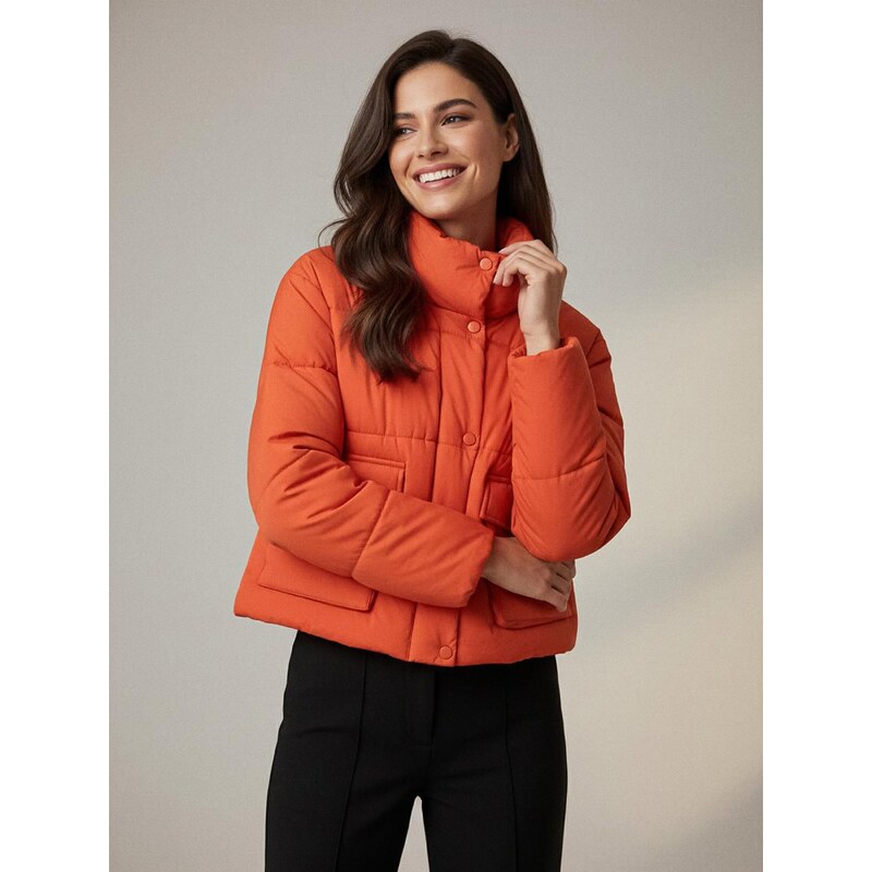 Sinsay - Prošívaná puffer bunda - oranžová 72860105