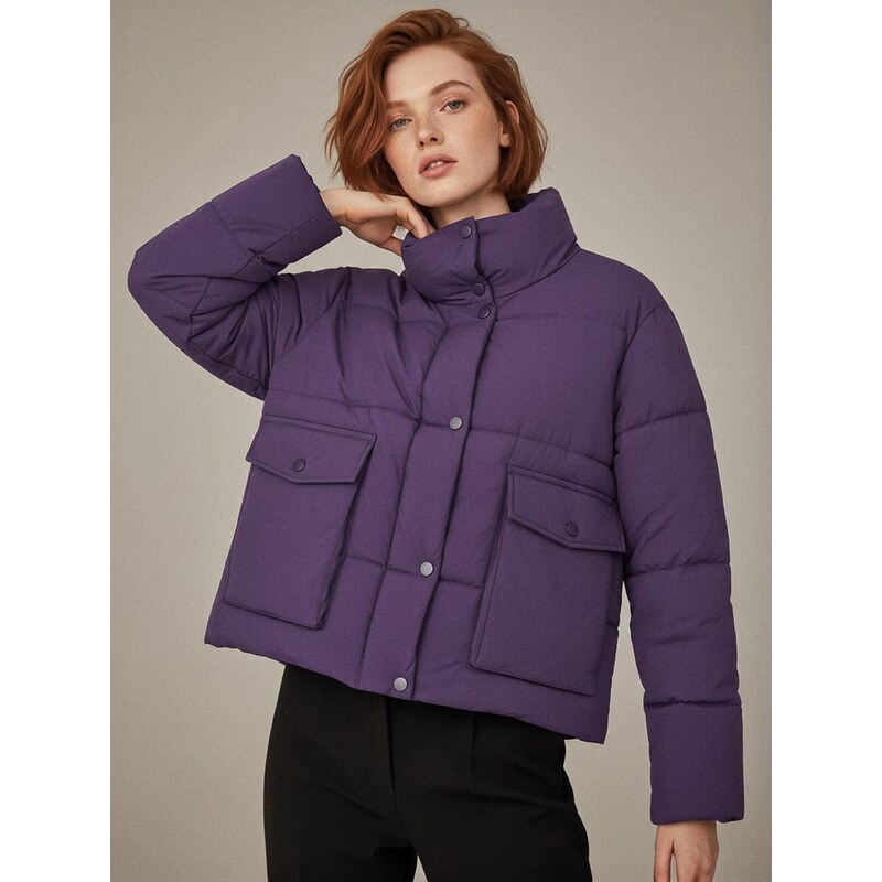 Sinsay - Prošívaná puffer bunda - tmavě fialová 107515466