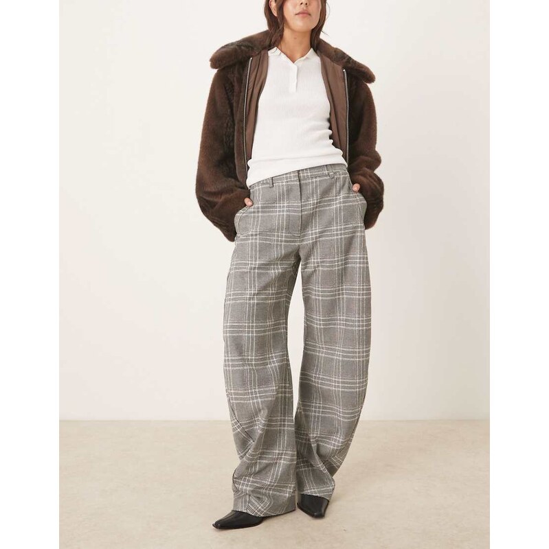 ASOS DESIGN ultimate twist seam barrel trousers in check-Multi