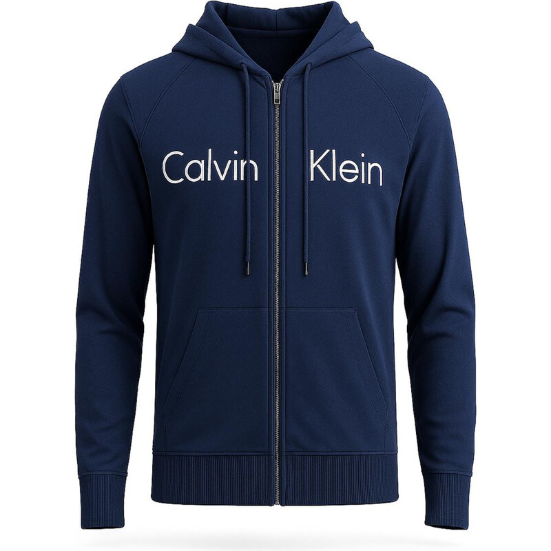Calvin Klein pánské mikina s kapucí na zip modrá VELIKOST M