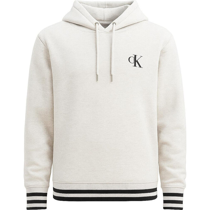 Calvin Klein pánské mikina hoodie s kapucí Smart Iconic bílá