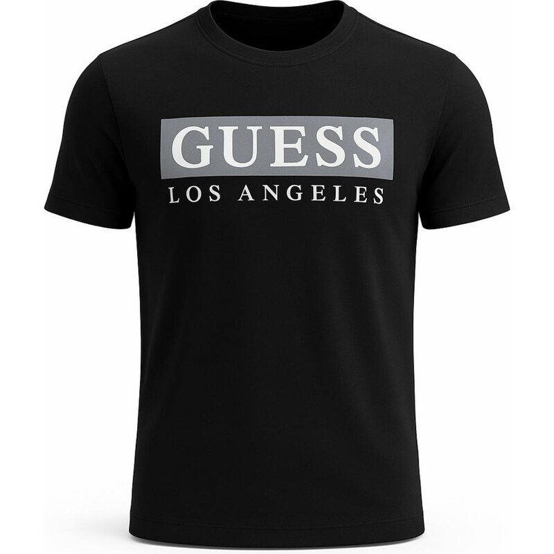 Guess Pánské Tričko Greg Logo Tee černé VELIKOST XL