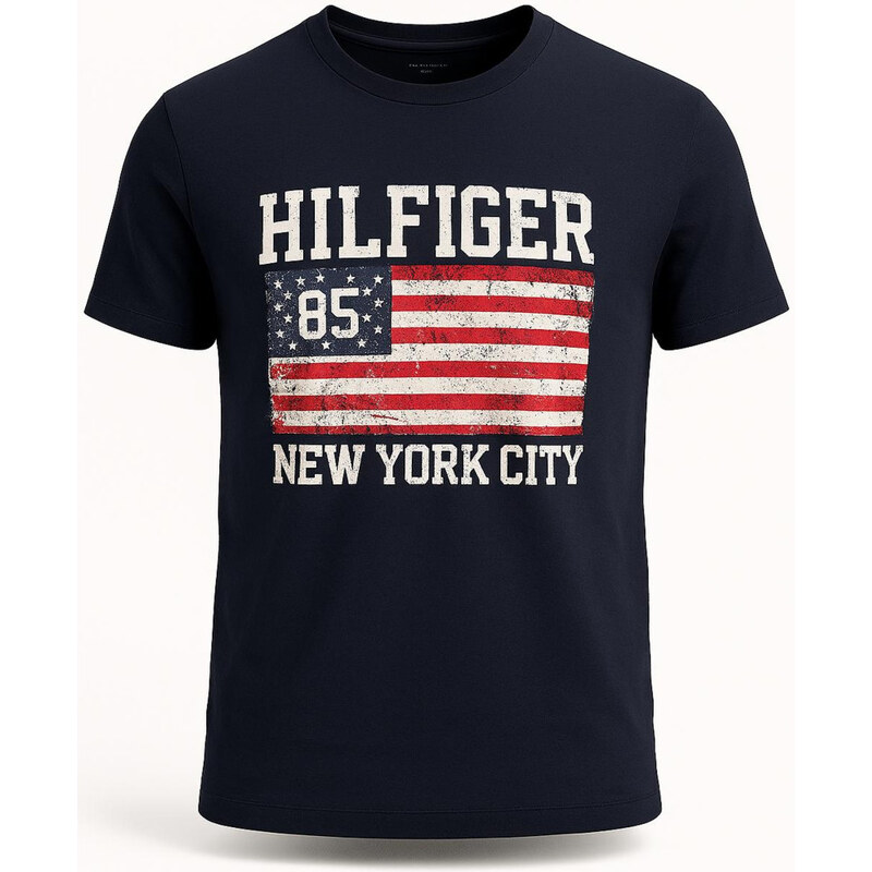 Tommy Hilfiger Pánské Tričko s Krátkým Rukávem Flag Core Navy