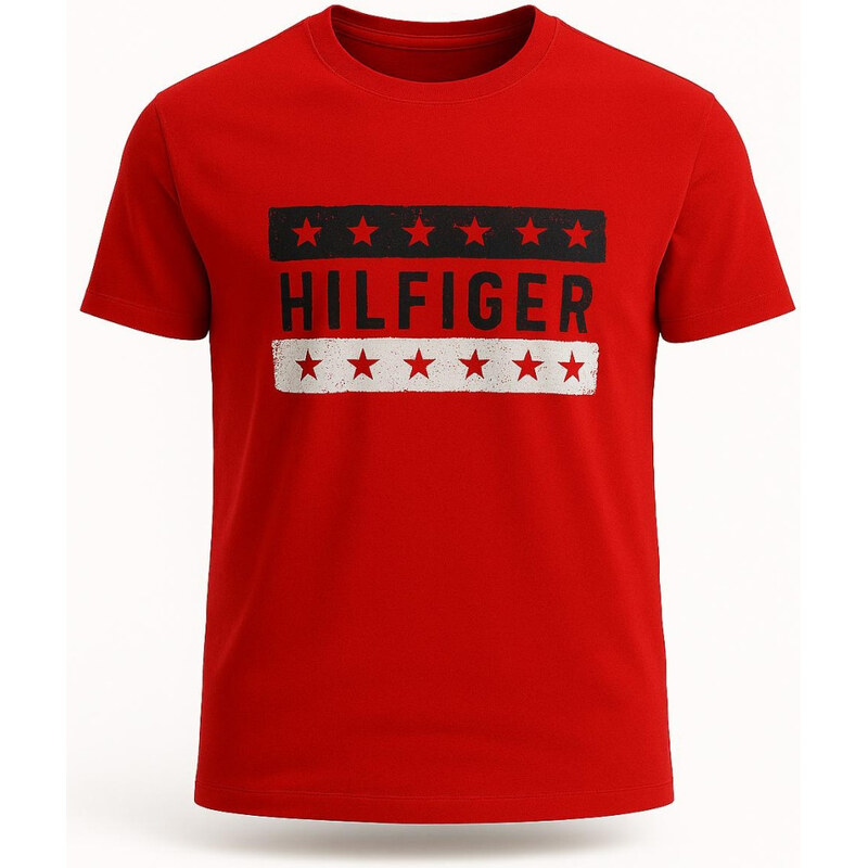 Tommy Hilfiger Pánské Tričko s Krátkým Rukávem – Burgundy Brown