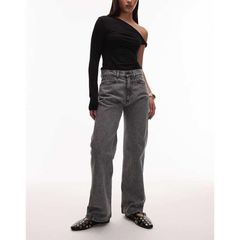 CAT WWR 5 pocket loose fit denim jeans in acid wash grey 110584924