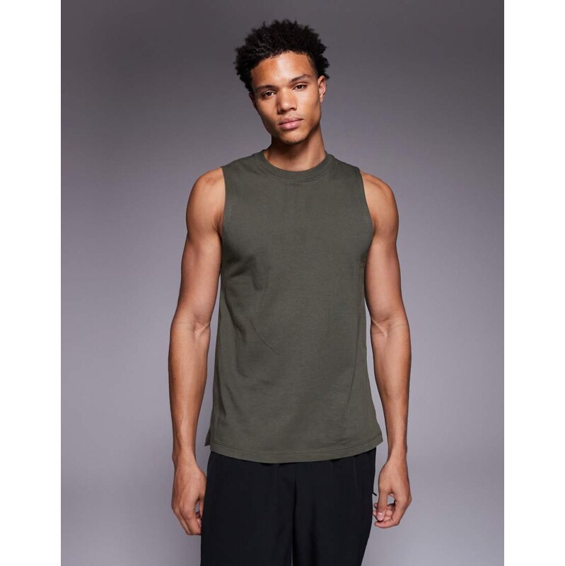 4505 Icon drop armhole cotton training vest with quick dry finish in 115517234