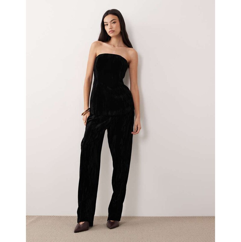 ASOS DESIGN tailored velvet tapered trousers co-ord in black