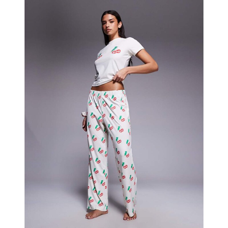 Juicy Couture cherry pjyama set in cream-White 110584534