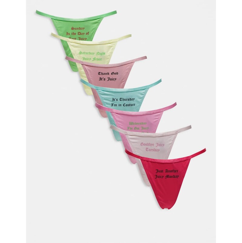 Juicy Couture 7 pack weekday thongs in multi 110584535