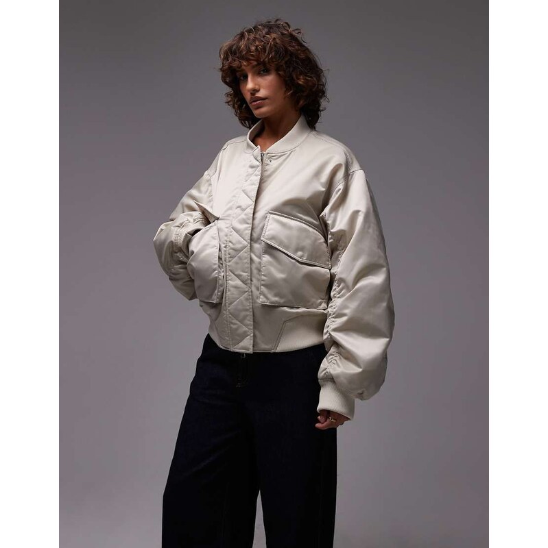 & Other Stories relaxed fit bomber jacket in beige neutral