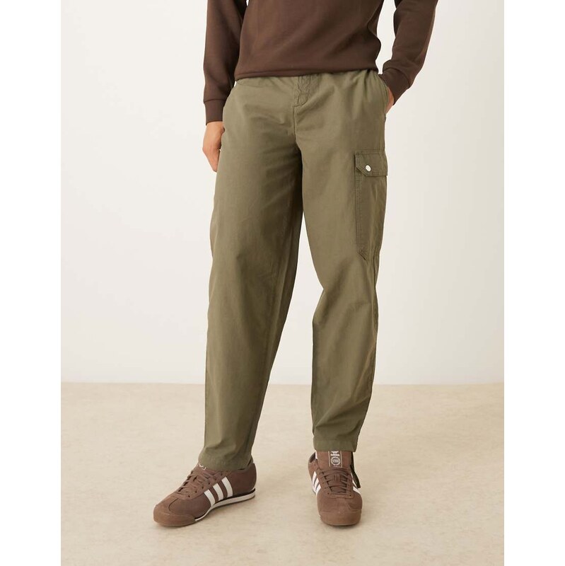ASOS DESIGN relaxed tapered cargo trouser with drawstring hem in