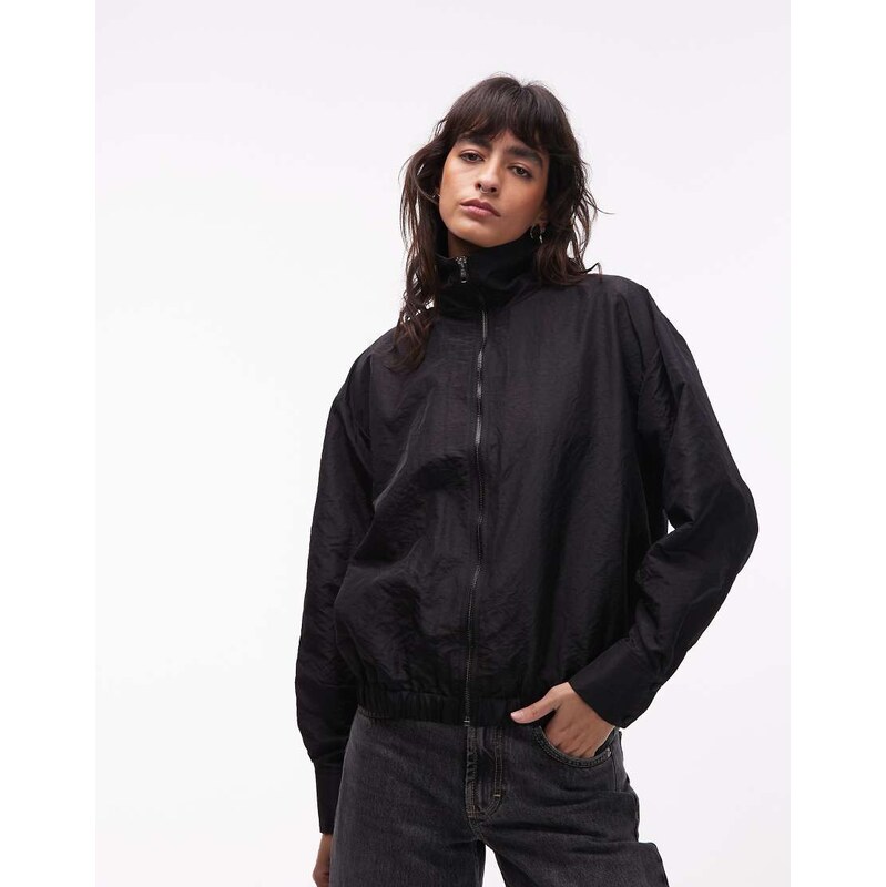 ASOS DESIGN taffeta high neck windbreaker in black 110584904