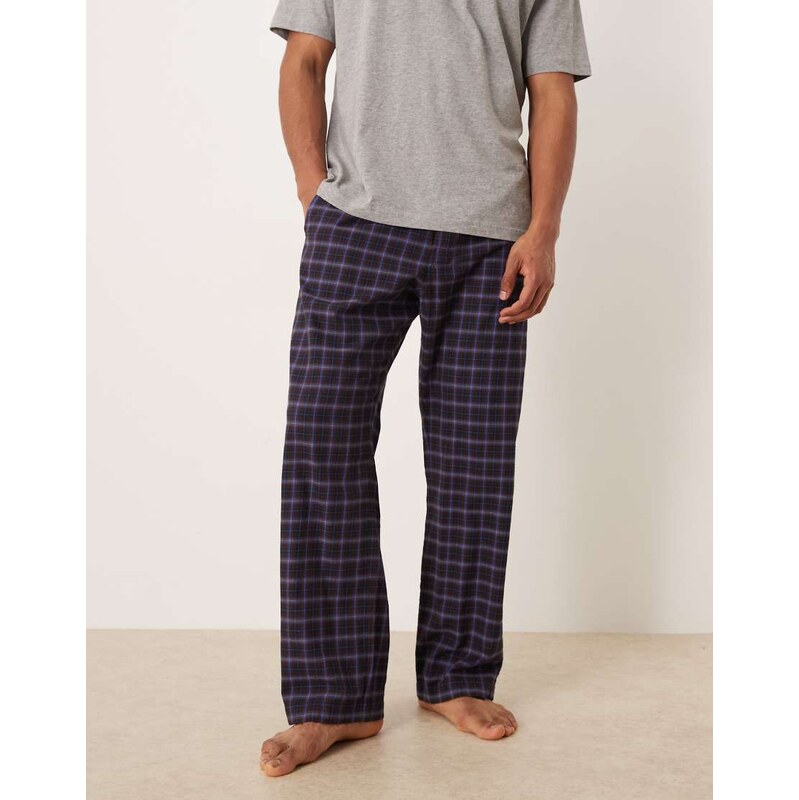ARKET pure cotton flannel pyjama trouser bottoms in navy check
