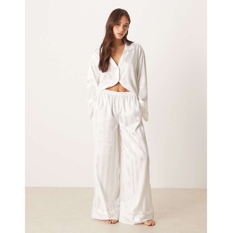 Gina Tricot mix and match satin lounge pyjama trousers in white