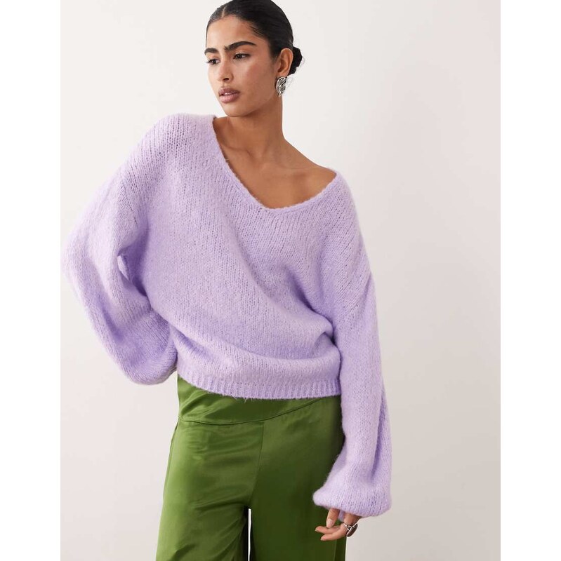 JDY oversized reversible knit jumper in lilac-Purple 115517099