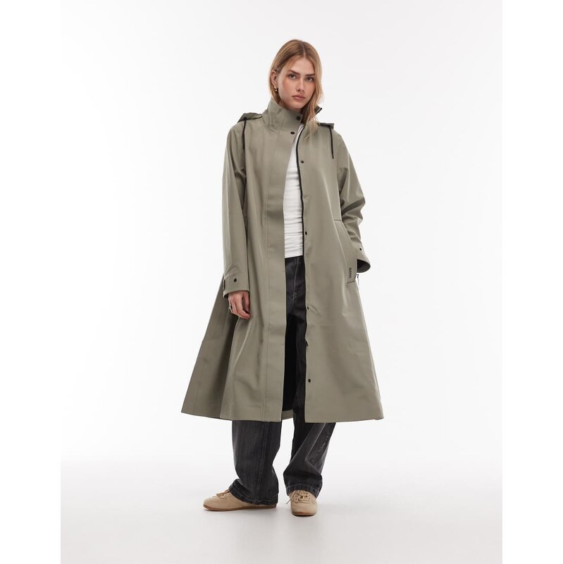Rains 12500 a-line waterproof soft shell longer jacket in pale