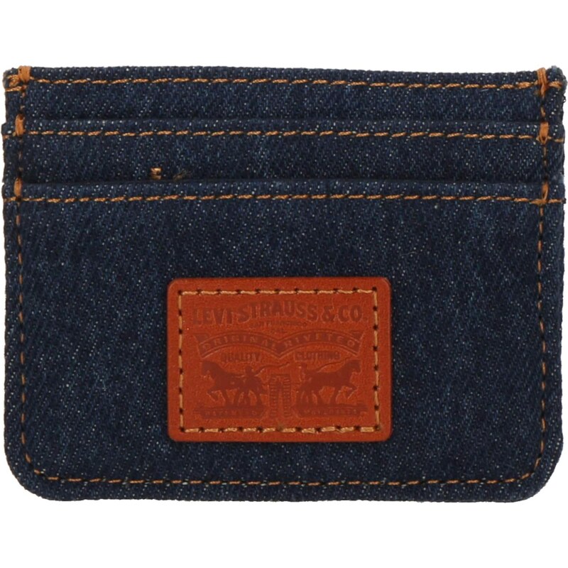LEVIS  Pouzdro Levis Denim Card Holder modrá džínovina / hnědá