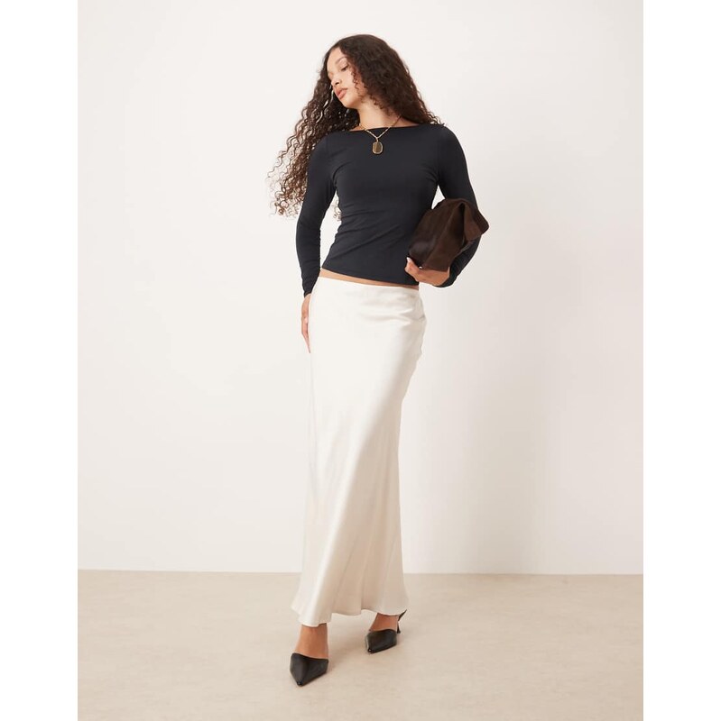 Abercrombie & Fitch satin look high rise bias cut maxi skirt in