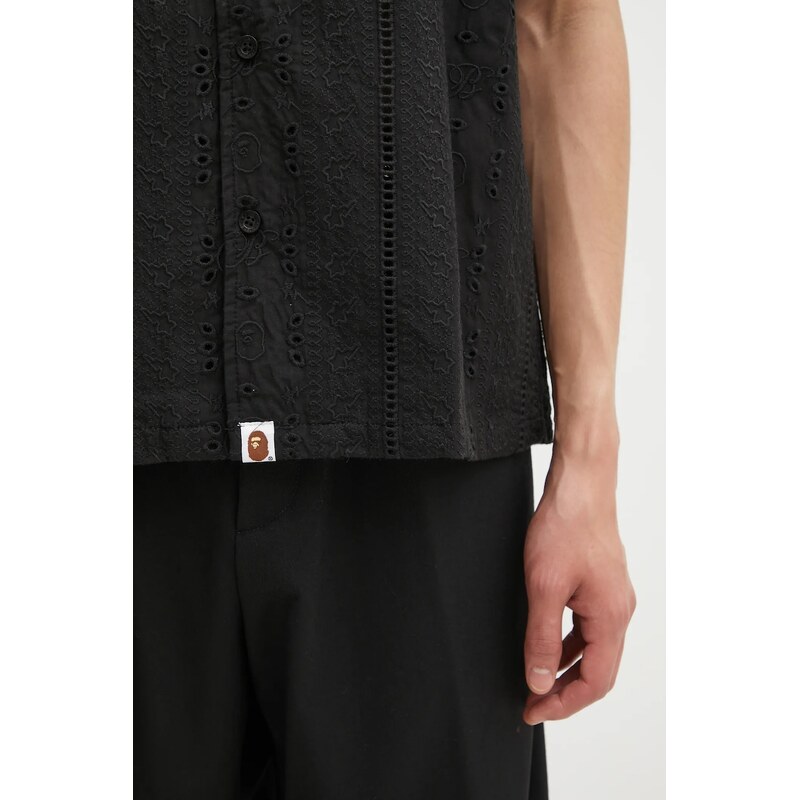Bavlněná košile A Bathing Ape Embroidery Open Collar