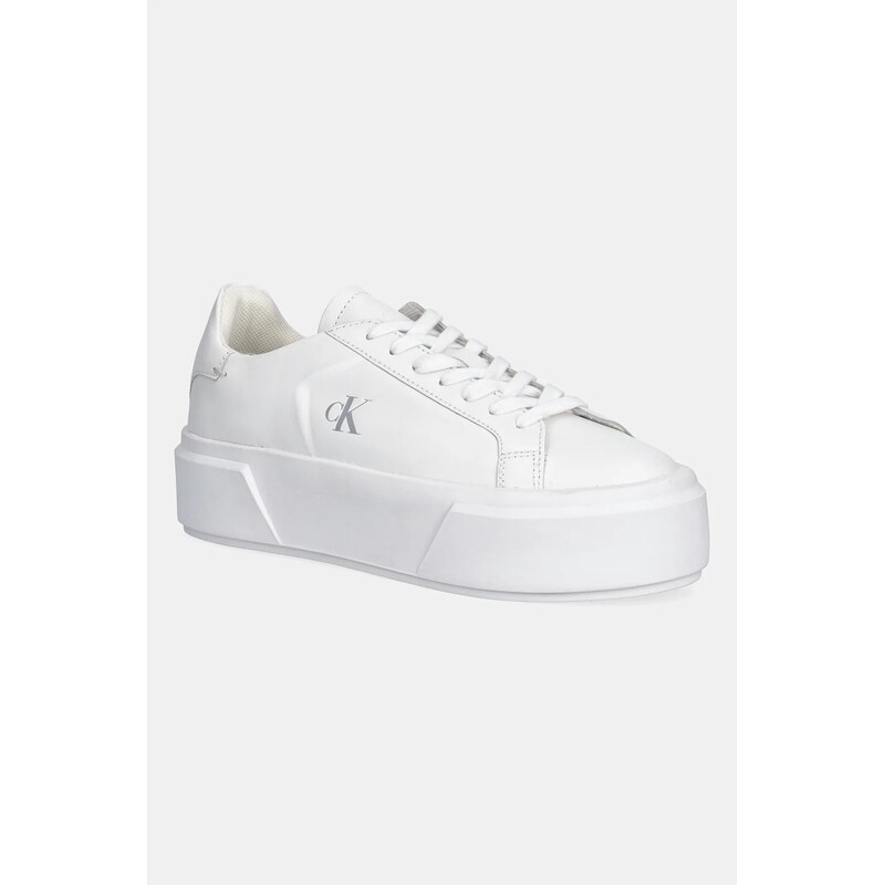 Kožené tenisky Calvin Klein FLATFORM LACE UP LTH MG
