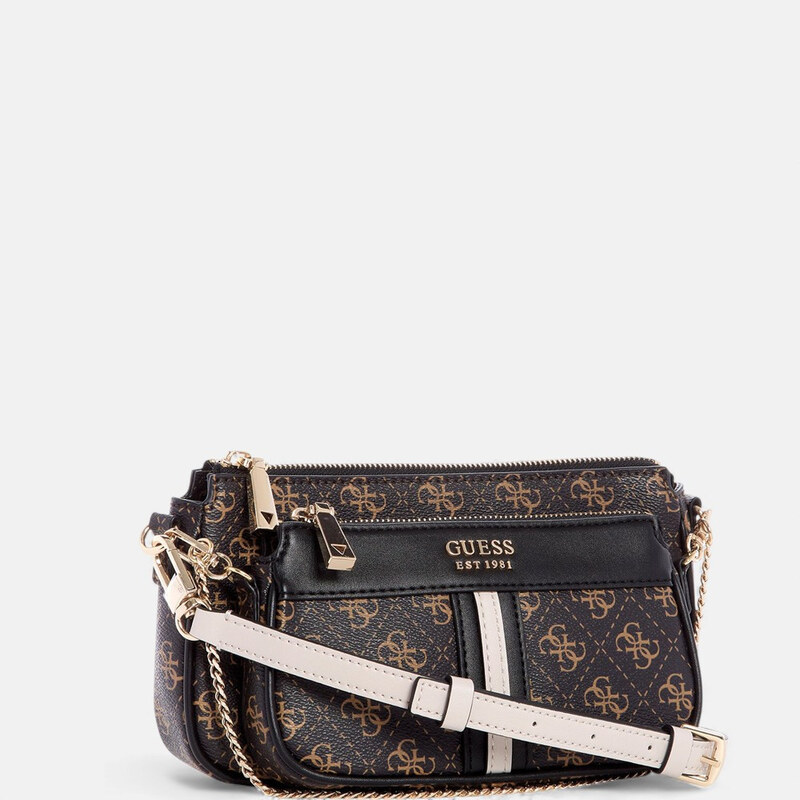 Hnědá kabelka Guess Kasinta Double Crossbody 56542