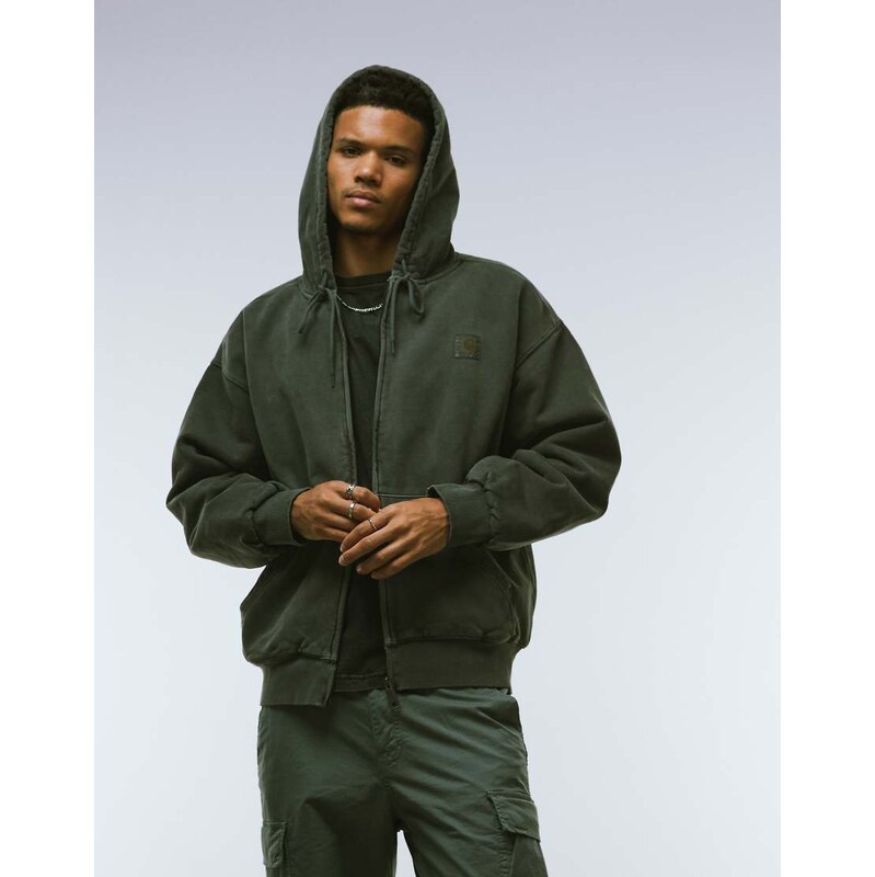 Carhartt WIP vista oversized zip through hoodie in washed black