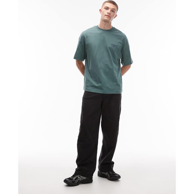Carhartt WIP signature script boxy oversized t-shirt in washed green