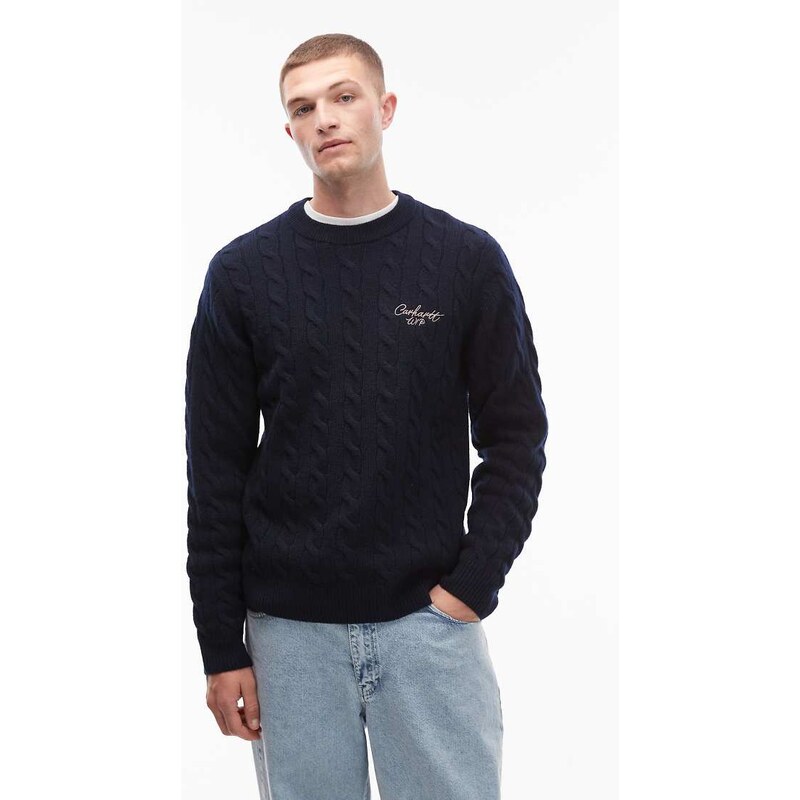 Carhartt WIP signature knitted jumper in navy-Green