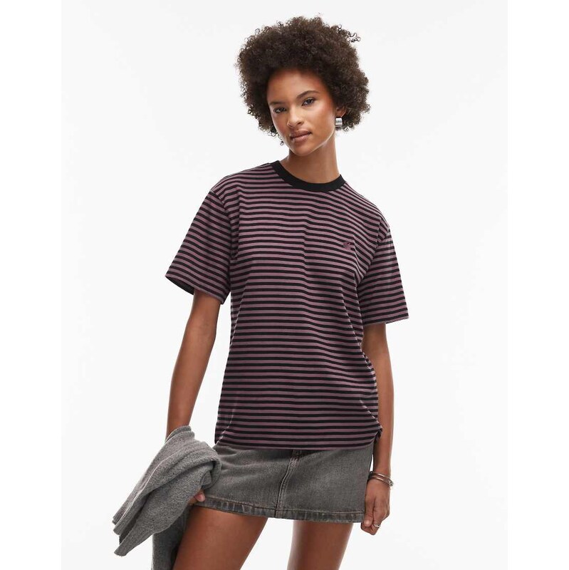 Carhartt WIP verner stripe t-shirt in black and pink 110609210