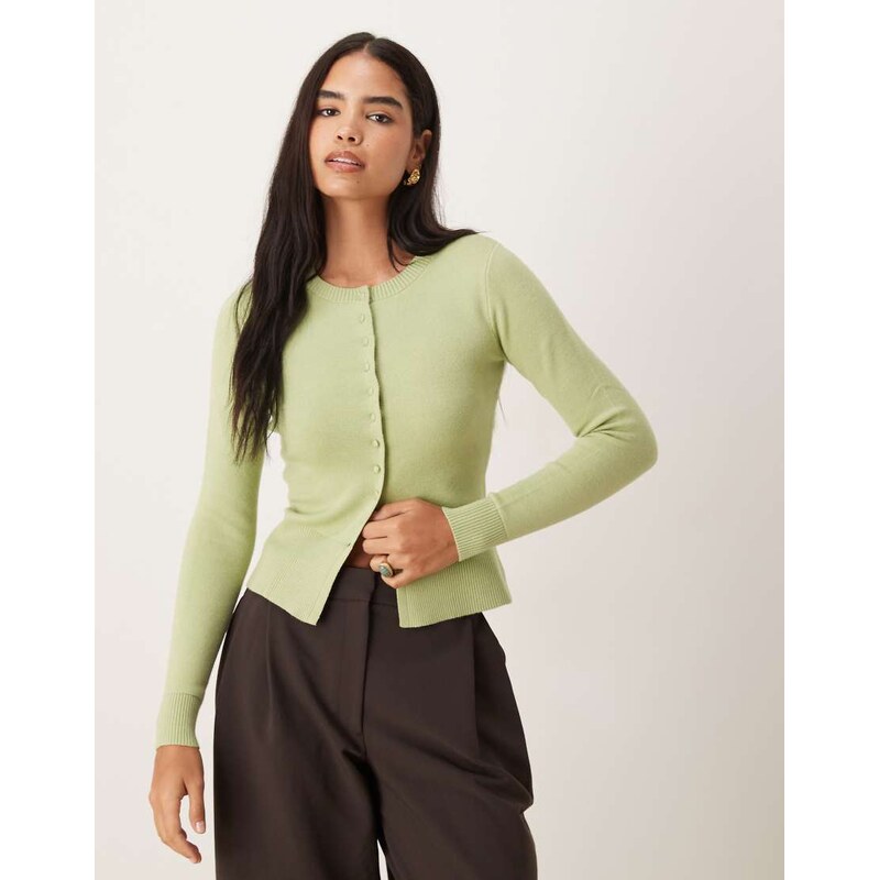 Threadbare button through compact cardigan in sage green 115514824