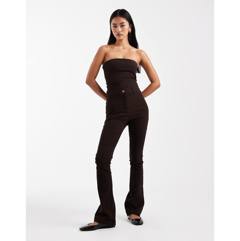 COLLUSION tailored trouser in dark chocolate-Black