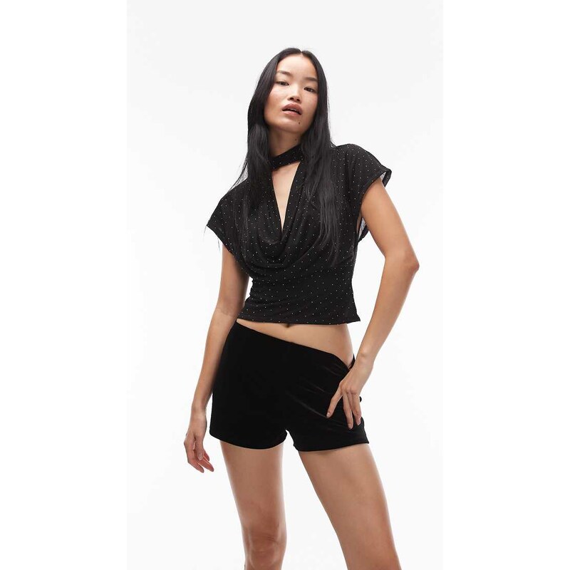 ASOS DESIGN velvet mini short in black