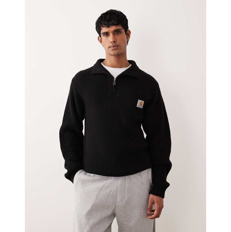 Carhartt WIP detroit half zip knitted jumper in black