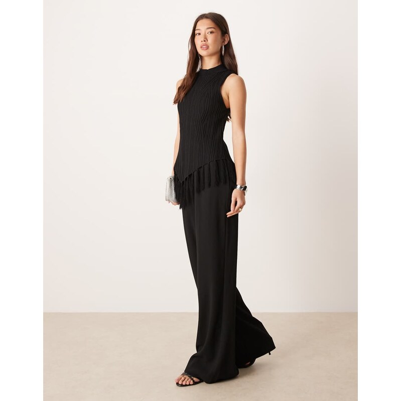 Mango sleeveless textured jumpsuit in black 115691677
