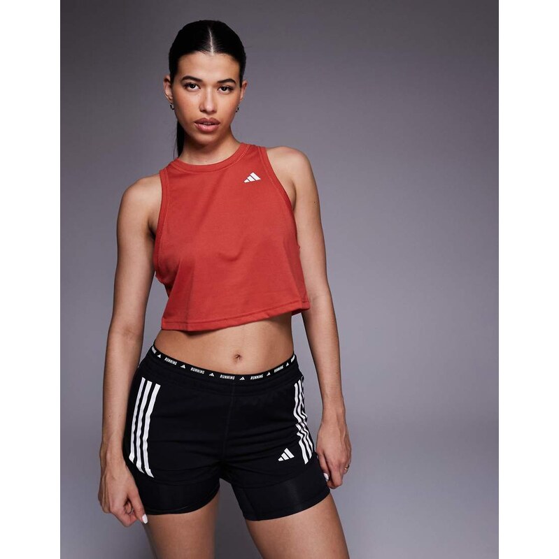 adidas performance adidas Training cropped tank in amber-Red 110609350