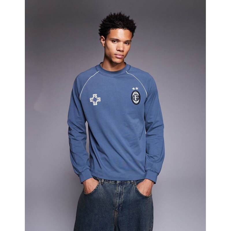Faded Store long sleeve football jersey in blue