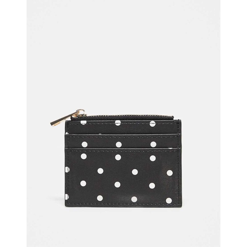 ASOS DESIGN card holder in mono polka dot-Multi 110611397