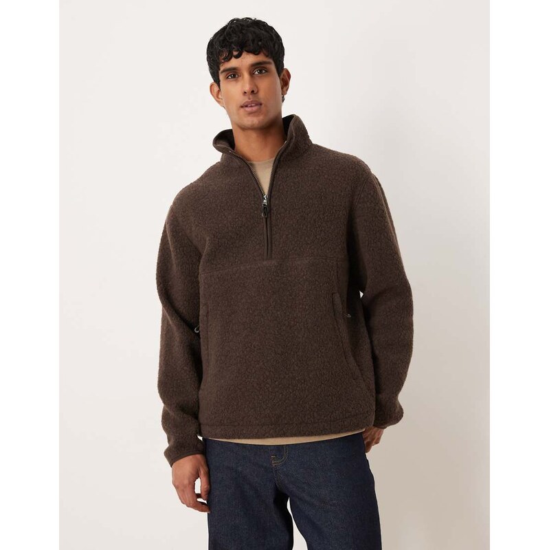 ARKET half zip fleece in chocolate brown