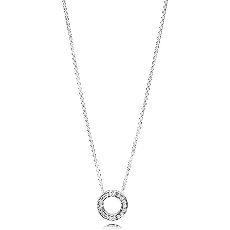 PANDORA náhrdelník Pavé kroužek s logem Pandora 92572136