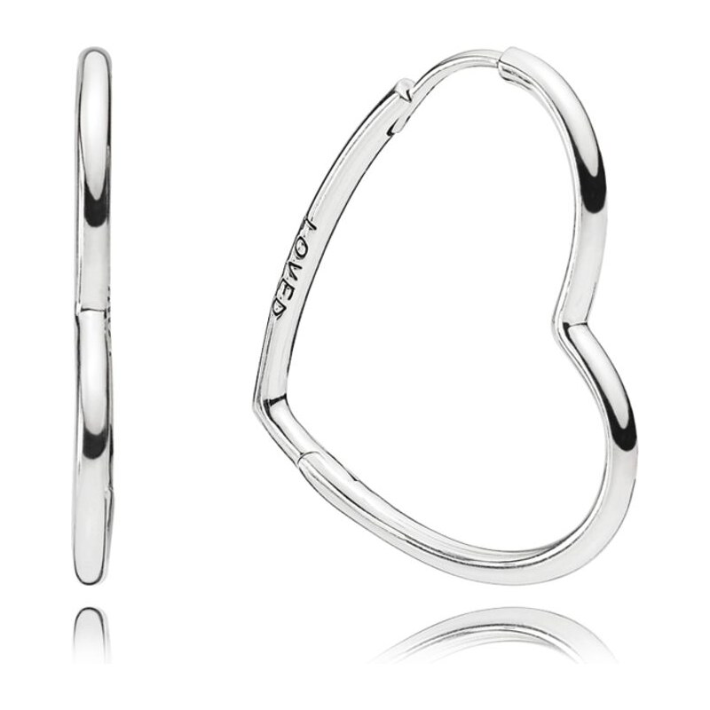 PANDORA náušnice Asymetrická srdce lásky 92572259