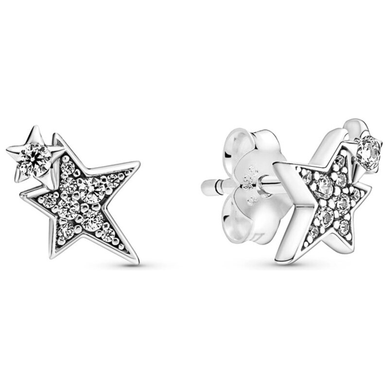 PANDORA náušnice Třpytivé asymetrické hvězdy 92572391