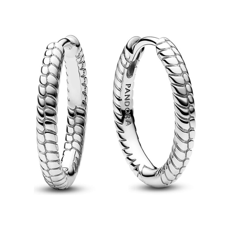 PANDORA Malé kruhové stříbrné náušnice na přívěsky Pandora Moments 92572588